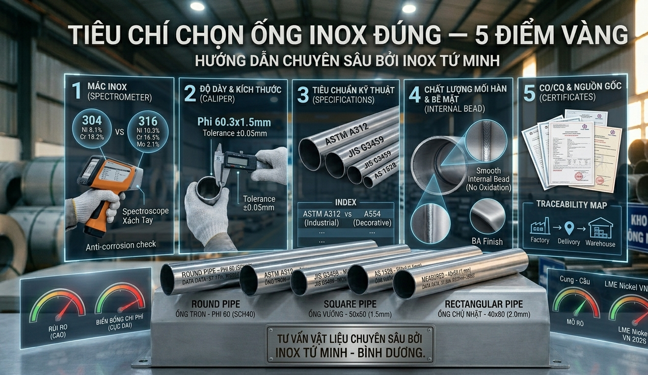 Ống Inox: Báo Giá Ống Tròn, Vuông, Chữ Nhật Mới Nhất 2026 Cach Chon Ong Inox Dung e1775529099736