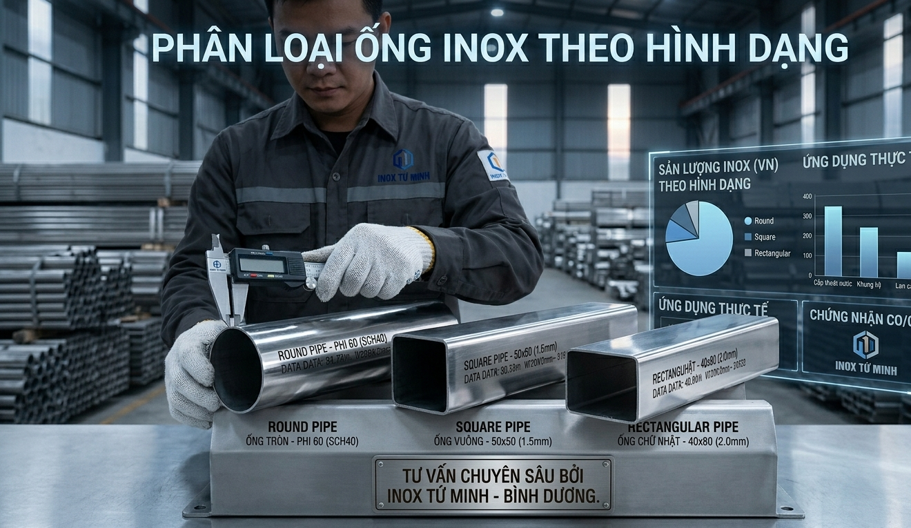 Ống Inox: Báo Giá Ống Tròn, Vuông, Chữ Nhật Mới Nhất 2026 phan loai inox theo hinh dang e1775528956121