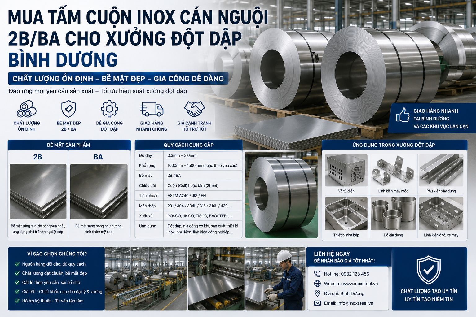 Mua Tấm Cuộn Inox Cán Nguội 2B/BA Cho Xưởng Đột Dập Bình Dương c2a6bc70 b1cb 4929 8608 253fa2aa3692