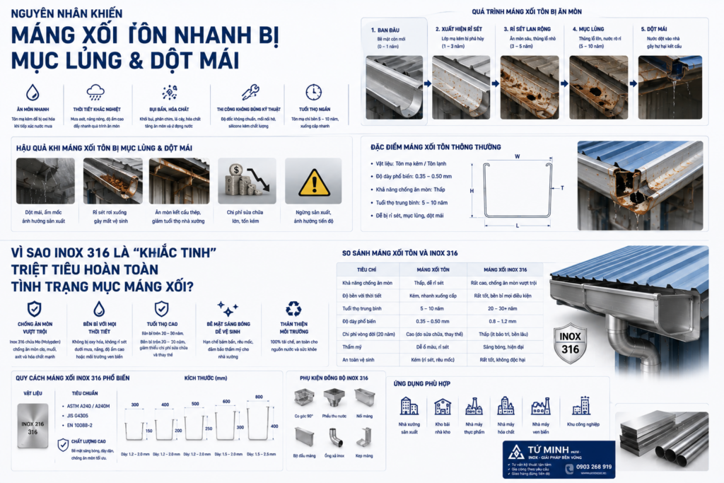 Cách Khắc Phục Triệt Để Dột Mái & Mục Lủng Máng Xối Tôn Bằng Inox 316 9867d10a 58e6 4173 b2f3 9296d5452f61