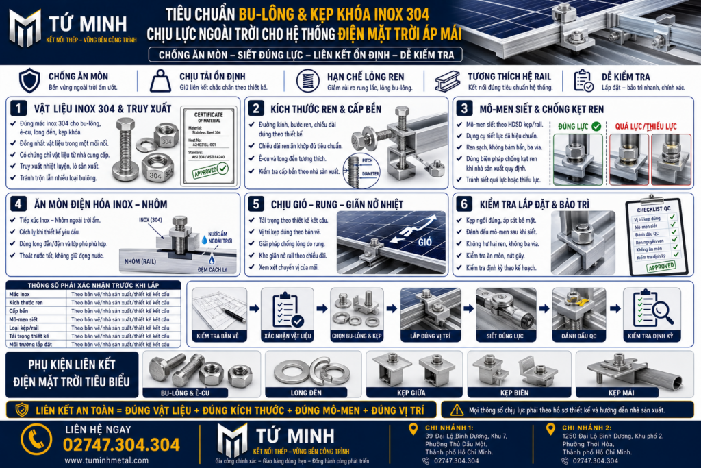 Tiêu Chuẩn Bu-Lông & Kẹp Khóa Inox 304 Chịu Lực Ngoài Trời Cho Hệ Thống Điện Mặt Trời Áp Mái exec 54c4d908 3b3c 41b5 a041 49c86b47e463