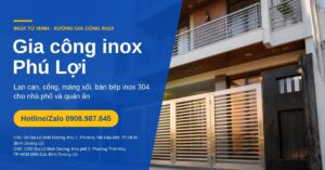 Gia công inox Phú Lợi: lan can, cổng, máng xối, bàn bếp inox 304 cho nhà phố và quán ăn
