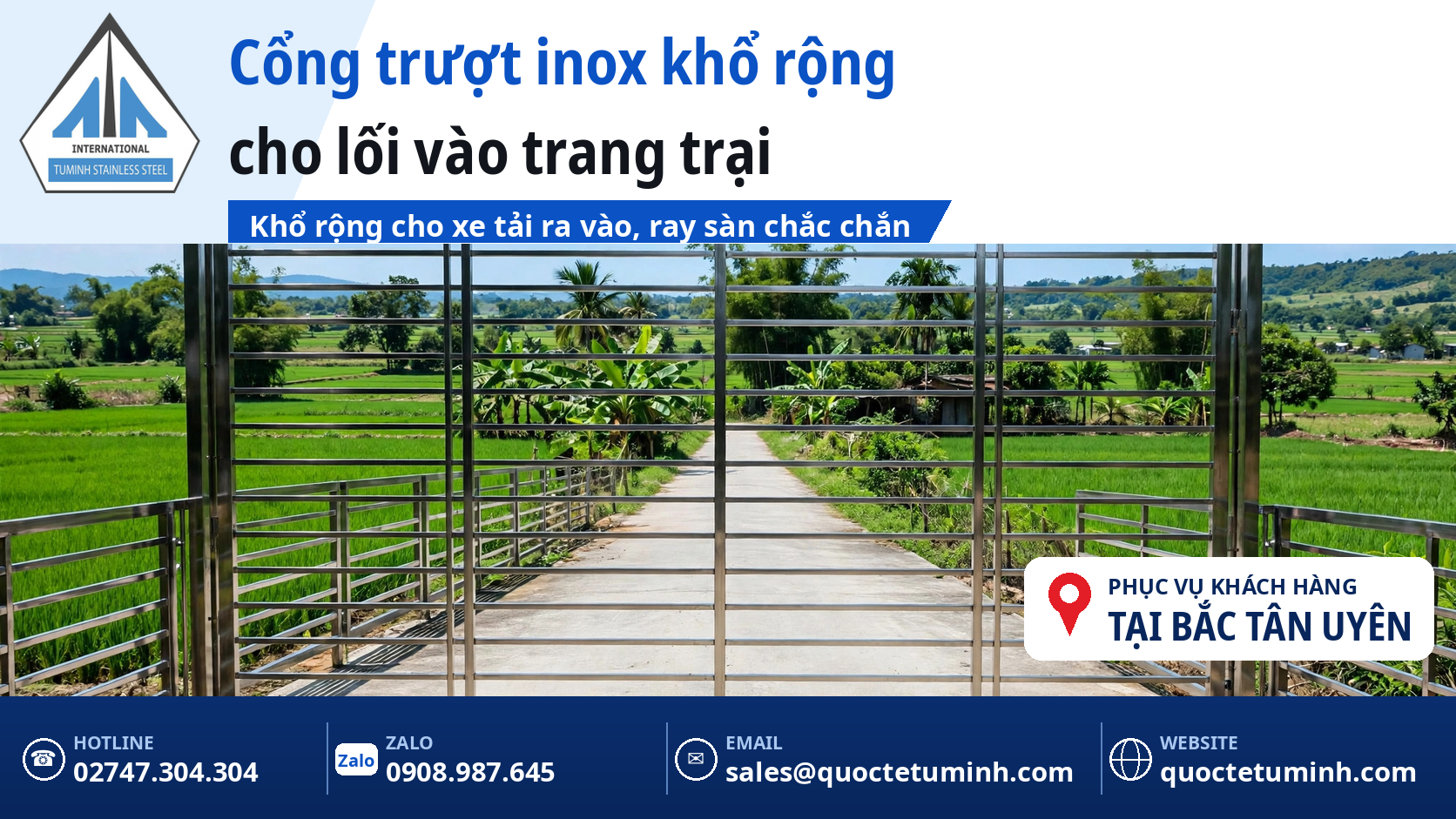 gia công cửa inox bắc tân uyên - cổng trượt inox khổ rộng lắp đặt tại trang trại
