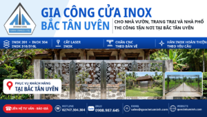 gia công cửa inox bắc tân uyên - cổng inox hoa văn cắt CNC lắp đặt tại nhà vườn