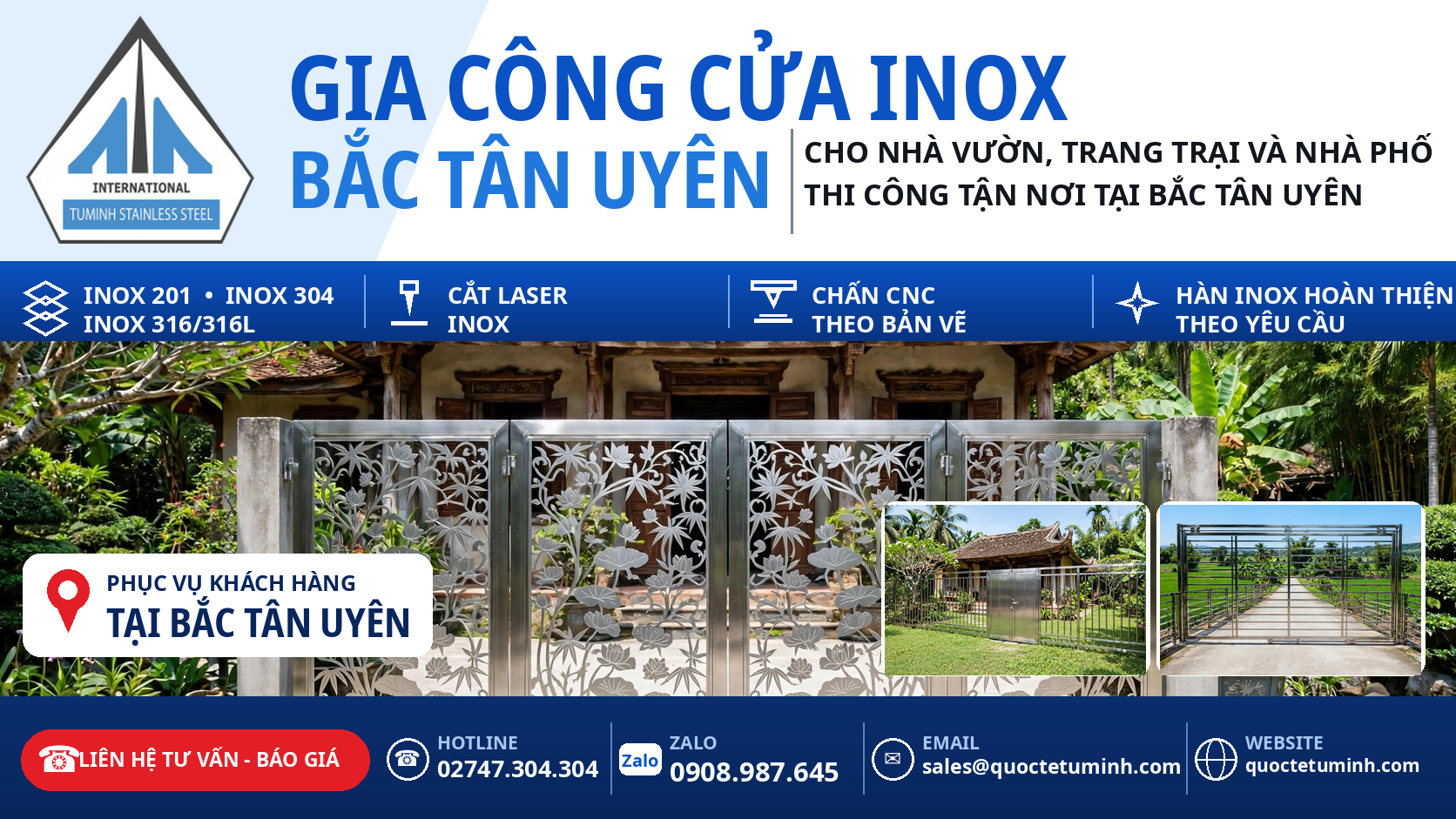 gia công cửa inox bắc tân uyên - cổng inox hoa văn cắt CNC lắp đặt tại nhà vườn