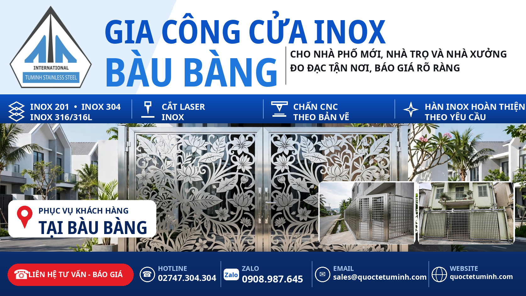 mẫu cửa inox đẹp tại bàu bàng - cửa cổng hoa văn cắt cnc lắp đặt tại biệt thự