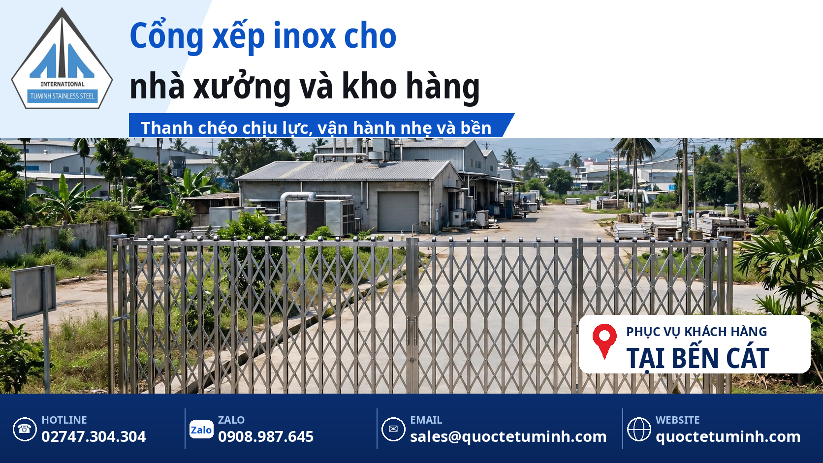 báo giá gia công cửa inox bến cát - cổng xếp inox lắp đặt tại nhà xưởng khu công nghiệp