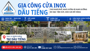 mẫu cửa inox đẹp tại dầu tiếng - cửa cổng hoa văn cắt cnc lắp đặt tại nhà vườn