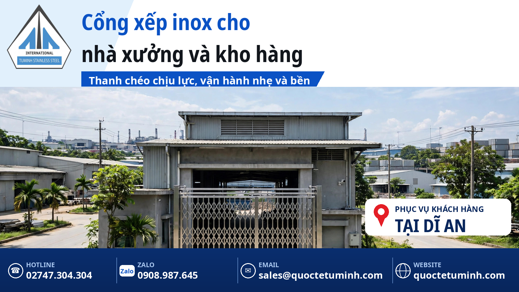 Gia Công Cửa Inox Dĩ An: Top 5 Lưu Ý Chọn Mẫu Và Báo Giá Tham Khảo gia công cửa inox dĩ an - cổng xếp inox lắp đặt tại cổng nhà xưởng gần khu công nghiệp
