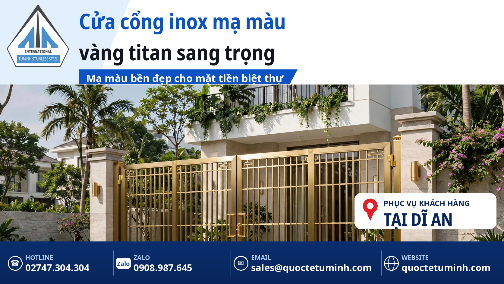 Gia Công Cửa Inox Dĩ An: Top 5 Lưu Ý Chọn Mẫu Và Báo Giá Tham Khảo gia công cửa inox dĩ an - cửa cổng inox mạ màu vàng titan lắp đặt tại biệt thự mini