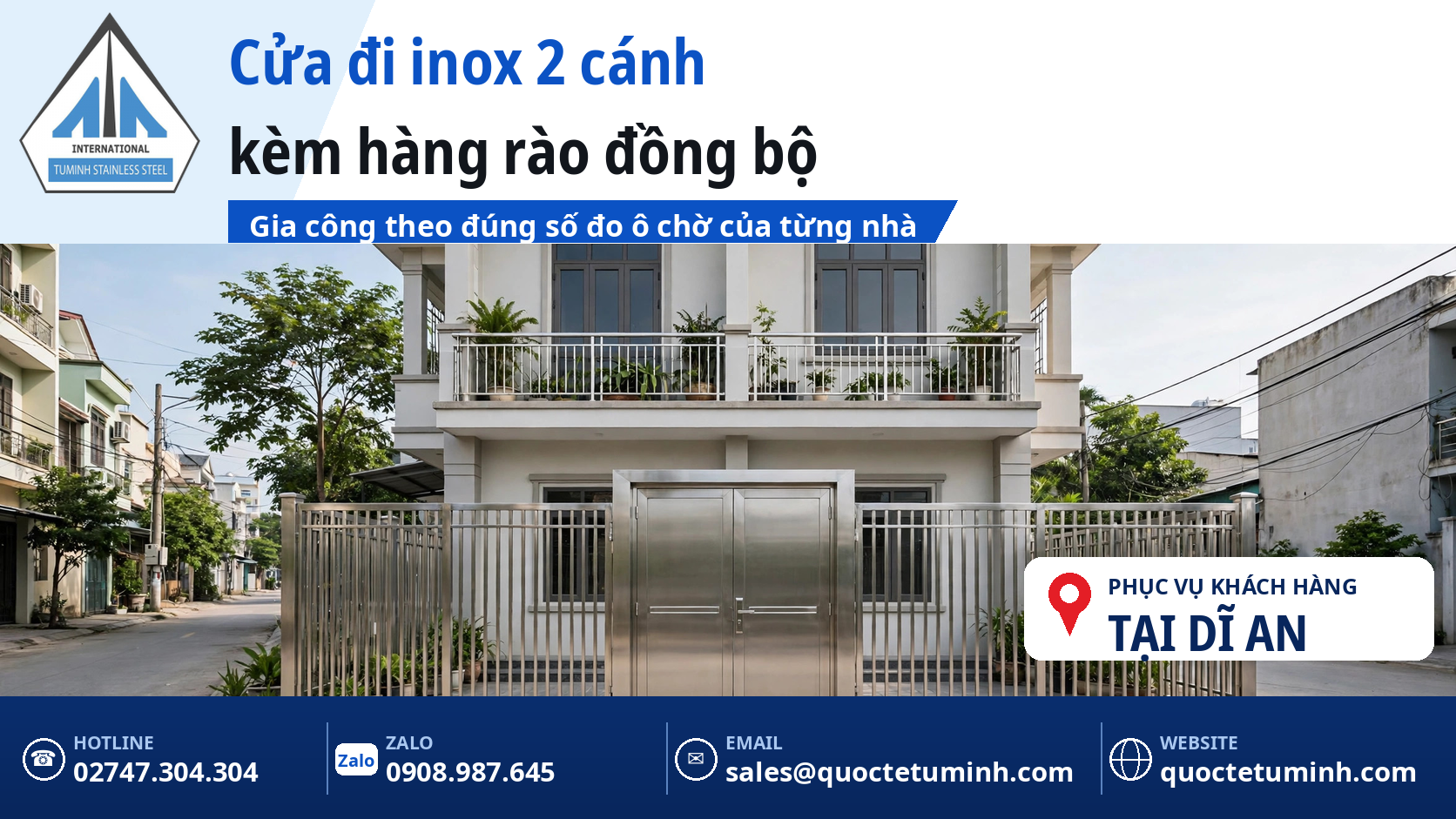 Gia Công Cửa Inox Dĩ An: Top 5 Lưu Ý Chọn Mẫu Và Báo Giá Tham Khảo gia công cửa inox dĩ an - cửa đi inox 2 cánh kèm hàng rào inox lắp đặt tại nhà phố