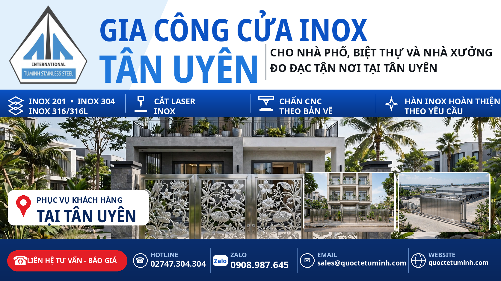 gia công cửa inox tân uyên - cổng inox 4 cánh hoa văn cắt CNC lắp đặt tại biệt thự