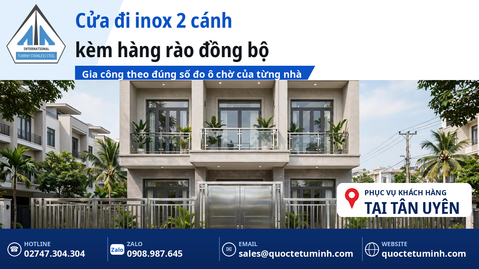 Gia Công Cửa Inox Tân Uyên: Top 5 Lưu Ý Chọn Mẫu Và Báo Giá Tham Khảo gia công cửa inox tân uyên - cửa đi inox 2 cánh kèm hàng rào inox đồng bộ tại nhà phố