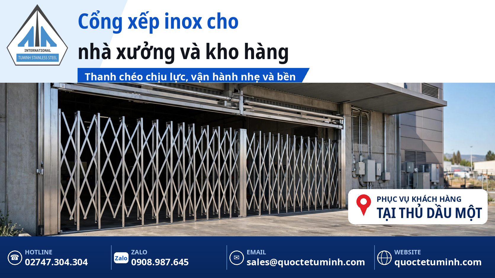 báo giá gia công cửa inox thủ dầu một - cổng xếp inox lắp đặt tại nhà xưởng
