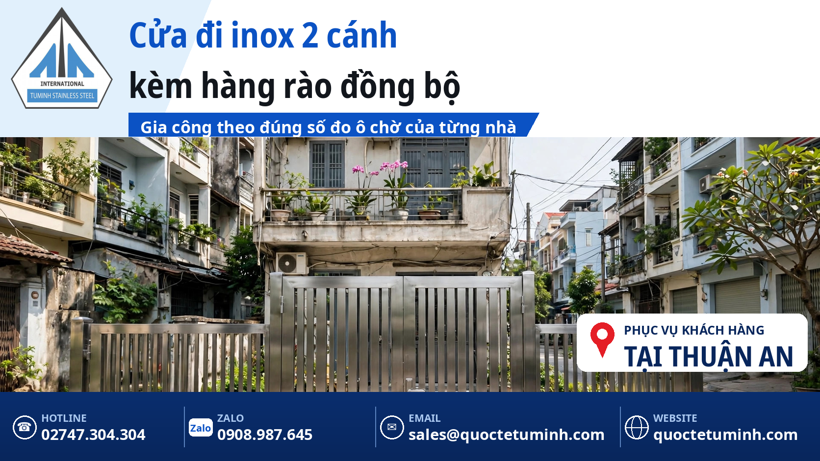 gia công cửa inox thuận an - cửa đi inox 2 cánh kèm hàng rào inox tại nhà phố