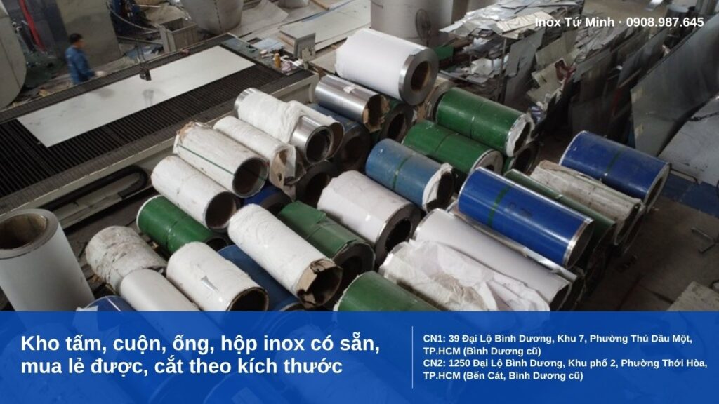 Gia Công Inox Phường Phú Lợi: Lan Can, Cổng, Bếp Inox Cho Nhà Phố & Quán Ăn Kho cuộn inox tại Inox Tứ Minh