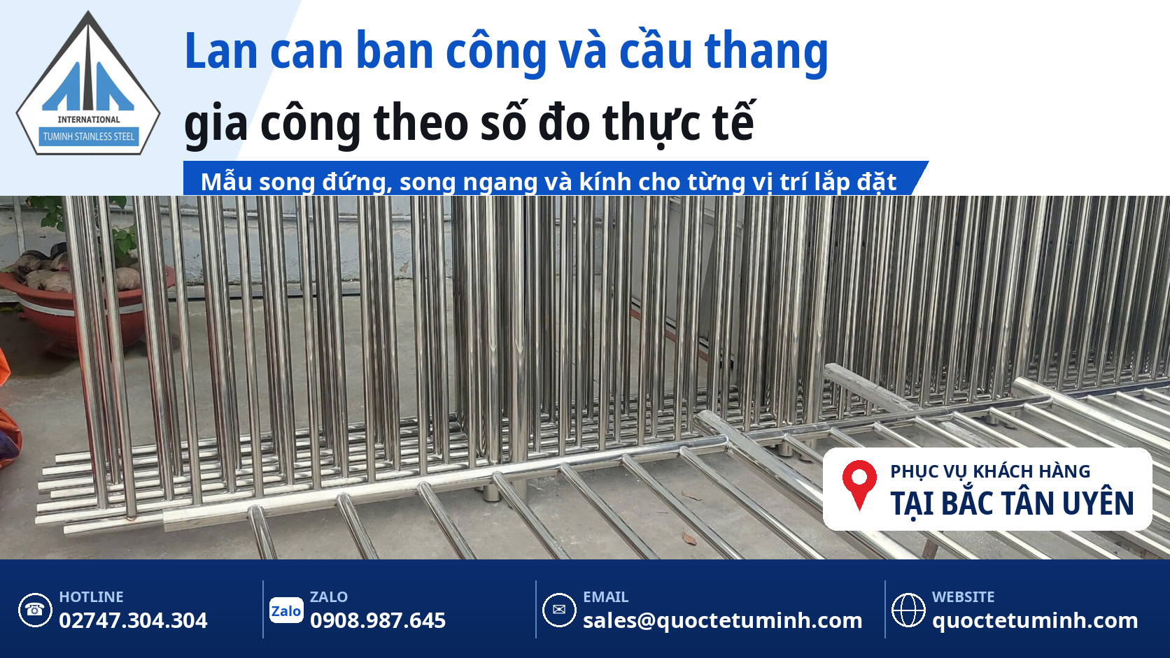 Gia công lan can inox Bắc Tân Uyên cho nhà ở mới và nhà vườn: Khảo sát một lần, chốt trọn gói Lan can ban công và cầu thang inox tại Bắc Tân Uyên gia công theo số đo thực tế