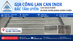 Gia công lan can inox Bắc Tân Uyên cho nhà ở mới và nhà vườn đang hoàn thiện