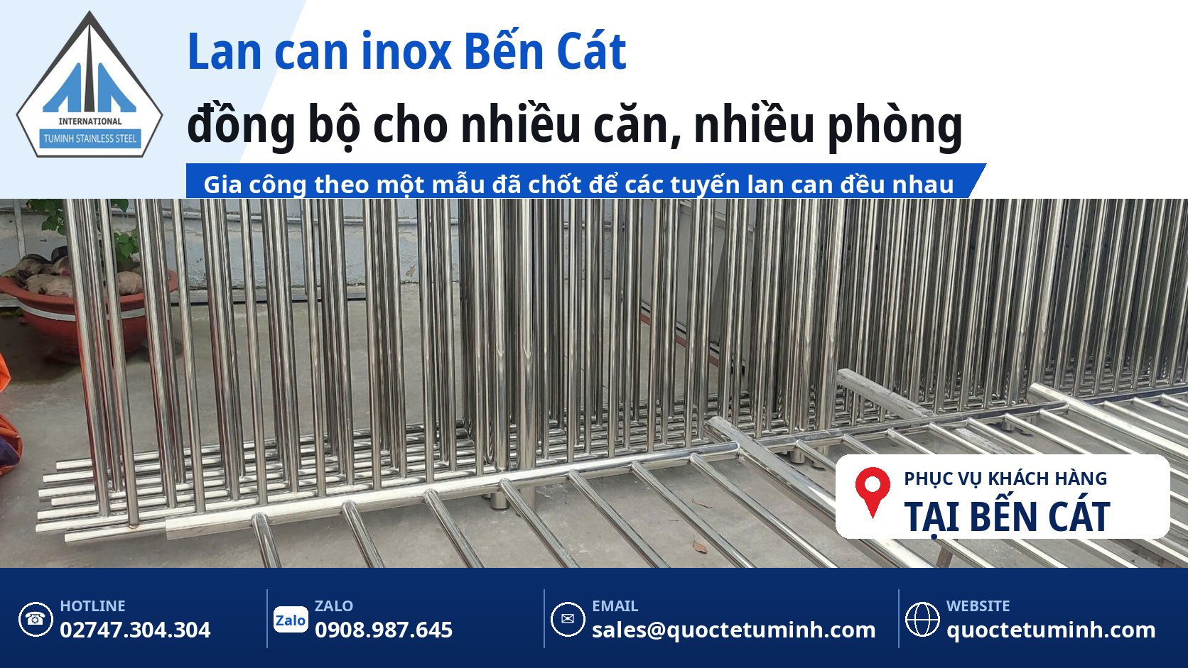 Gia công lan can inox Bến Cát cho nhà trọ, nhà phố và nhà xưởng: Bền, đồng bộ theo một mẫu chốt Gia công lan can inox Bến Cát đồng bộ theo một mẫu chốt cho dãy nhà trọ và nhiều căn nhà phố