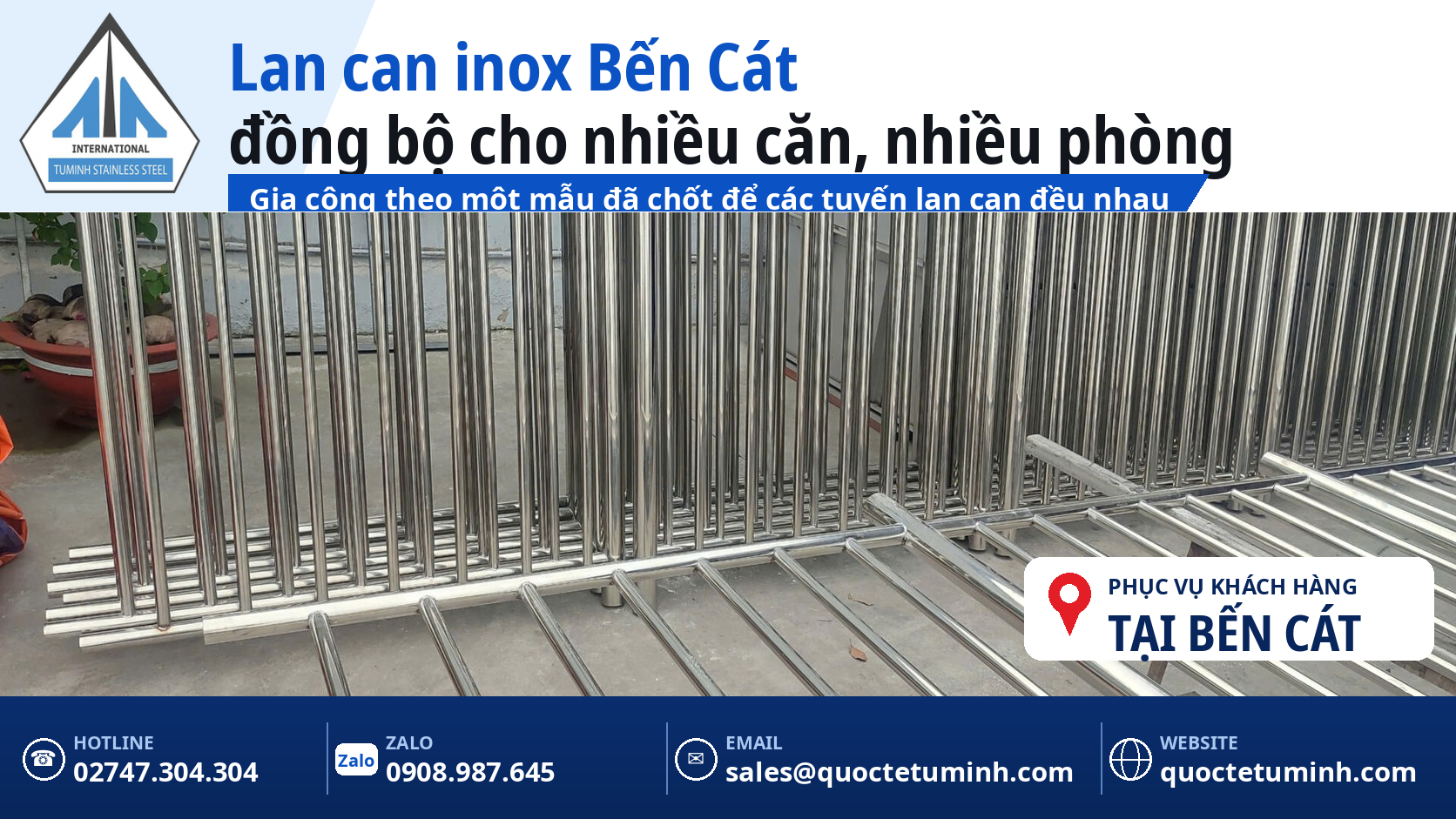 Gia công lan can inox Bến Cát cho nhà trọ, nhà phố và nhà xưởng: Bền, đồng bộ theo một mẫu chốt Gia công lan can inox Bến Cát đồng bộ theo một mẫu chốt cho dãy nhà trọ và nhiều căn nhà phố