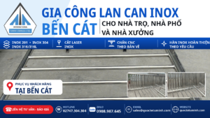 Gia công lan can inox Bến Cát: khung lan can gia công tại xưởng cho nhà trọ, nhà phố và nhà xưởng