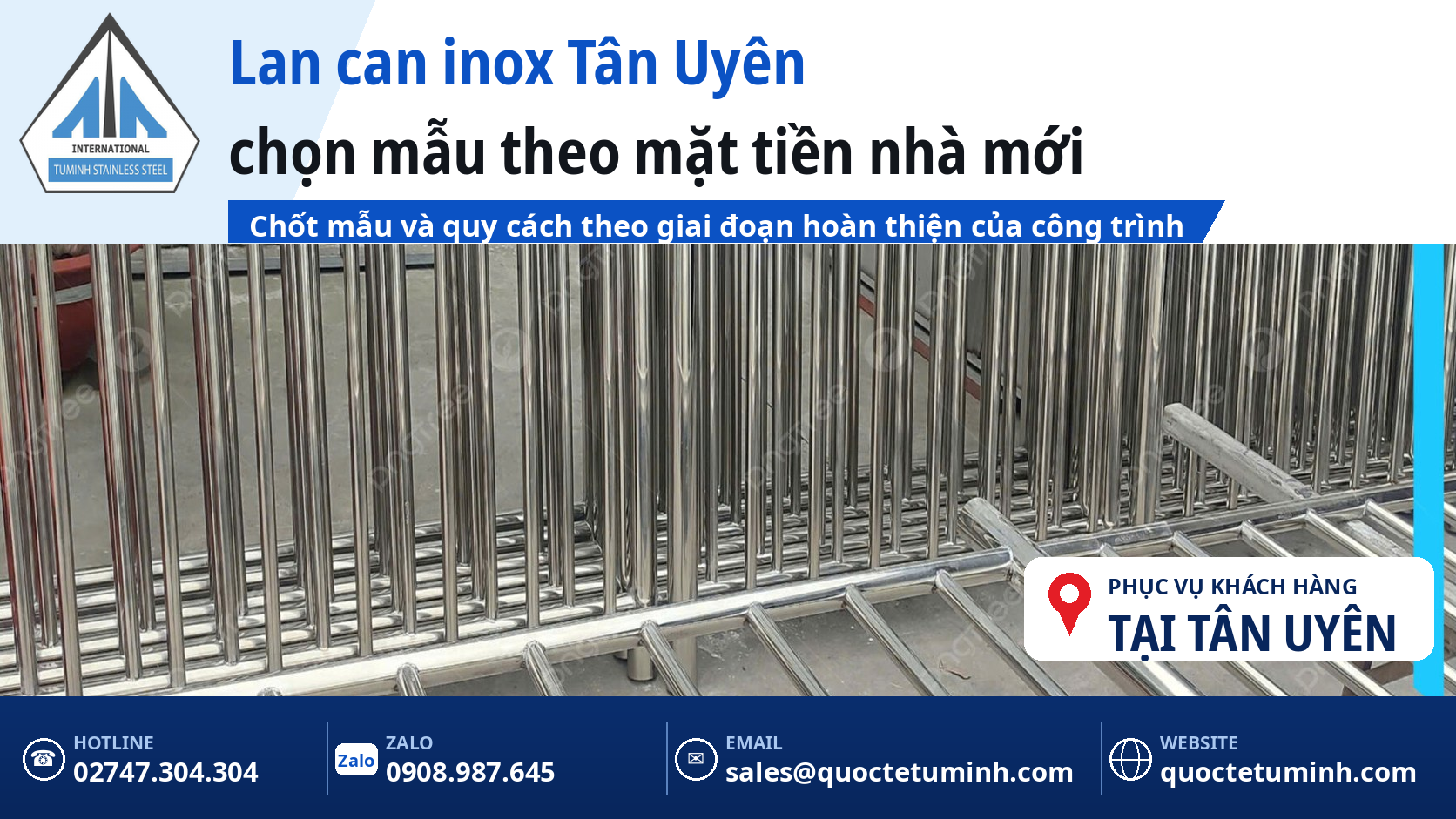 Gia công lan can inox Tân Uyên theo mặt tiền nhà phố mới, khung lan can song đứng hoàn thiện tại xưởng