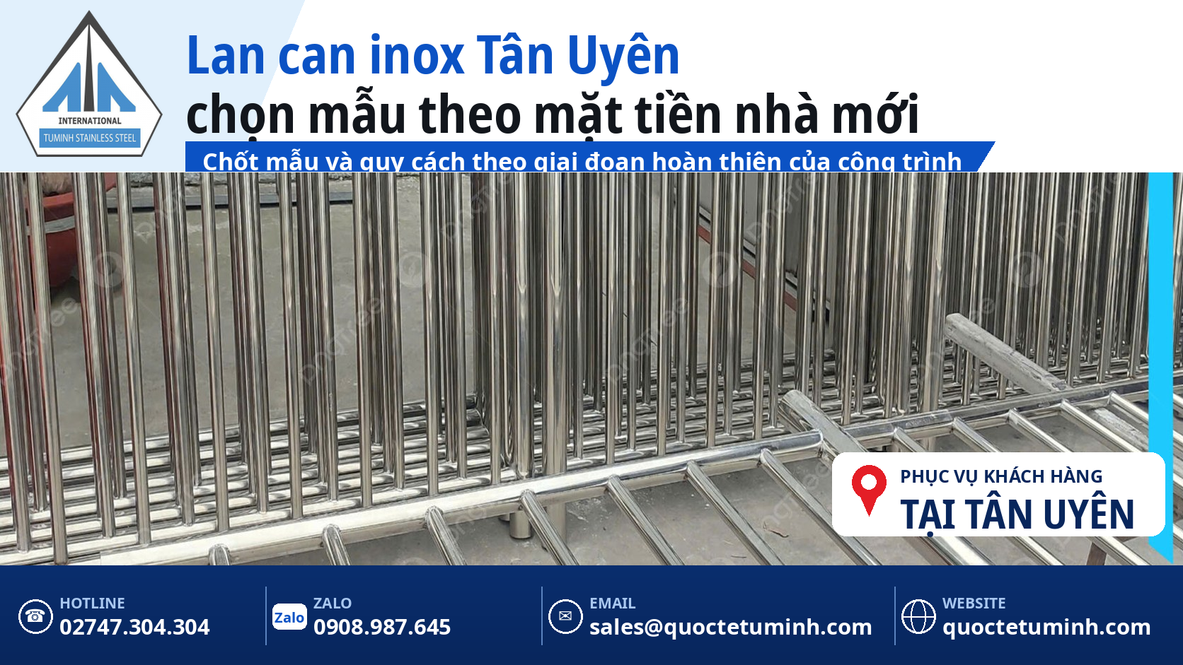 Gia công lan can inox Tân Uyên theo mặt tiền nhà phố mới, khung lan can song đứng hoàn thiện tại xưởng
