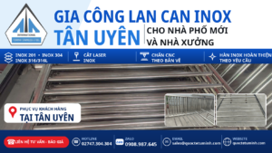 Gia công lan can inox Tân Uyên: tuyến lan can song ngang tại xưởng cho nhà phố mới và nhà xưởng