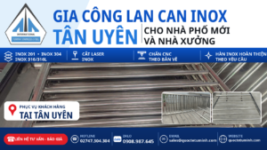 Gia công lan can inox Tân Uyên: tuyến lan can song ngang tại xưởng cho nhà phố mới và nhà xưởng
