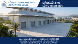 Gia công máng xối inox Bắc Tân Uyên: nhà xưởng mới xây trong khu công nghiệp với tuyến máng inox đã hoàn thiện
