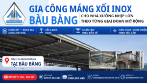 Gia công máng xối inox Bàu Bàng cho nhà xưởng nhịp lớn theo từng giai đoạn mở rộng